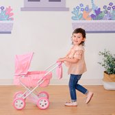 Teamson Kids Luxe Poppenwagen Voor Babypoppen - Accessoires Voor Poppen - Kinderspeelgoed - Roze/Wit/Sterren