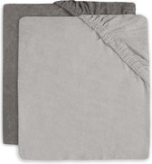 Jollein - Aankleedkussenhoes Badstof 50x70cm - Zachte Hoes Baby Aankleedkussen - Soft Grey/Storm Grey - 2 Stuks