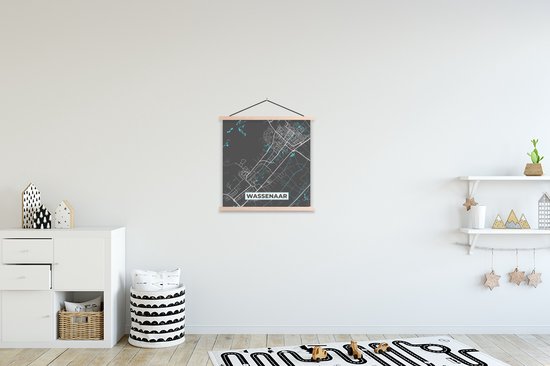 Porte-affiche avec affiche - Affiche scolaire - Carte - Carte - Plan de la ville - Wassenaar - 40x40 cm - Lattes vierges