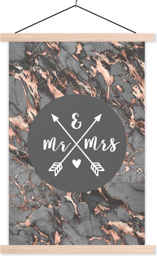 Porte-affiche avec affiche - Affiche scolaire - Monsieur et Madame - Proverbes - Citations - Mariage - 120x180 cm - Lattes vierges