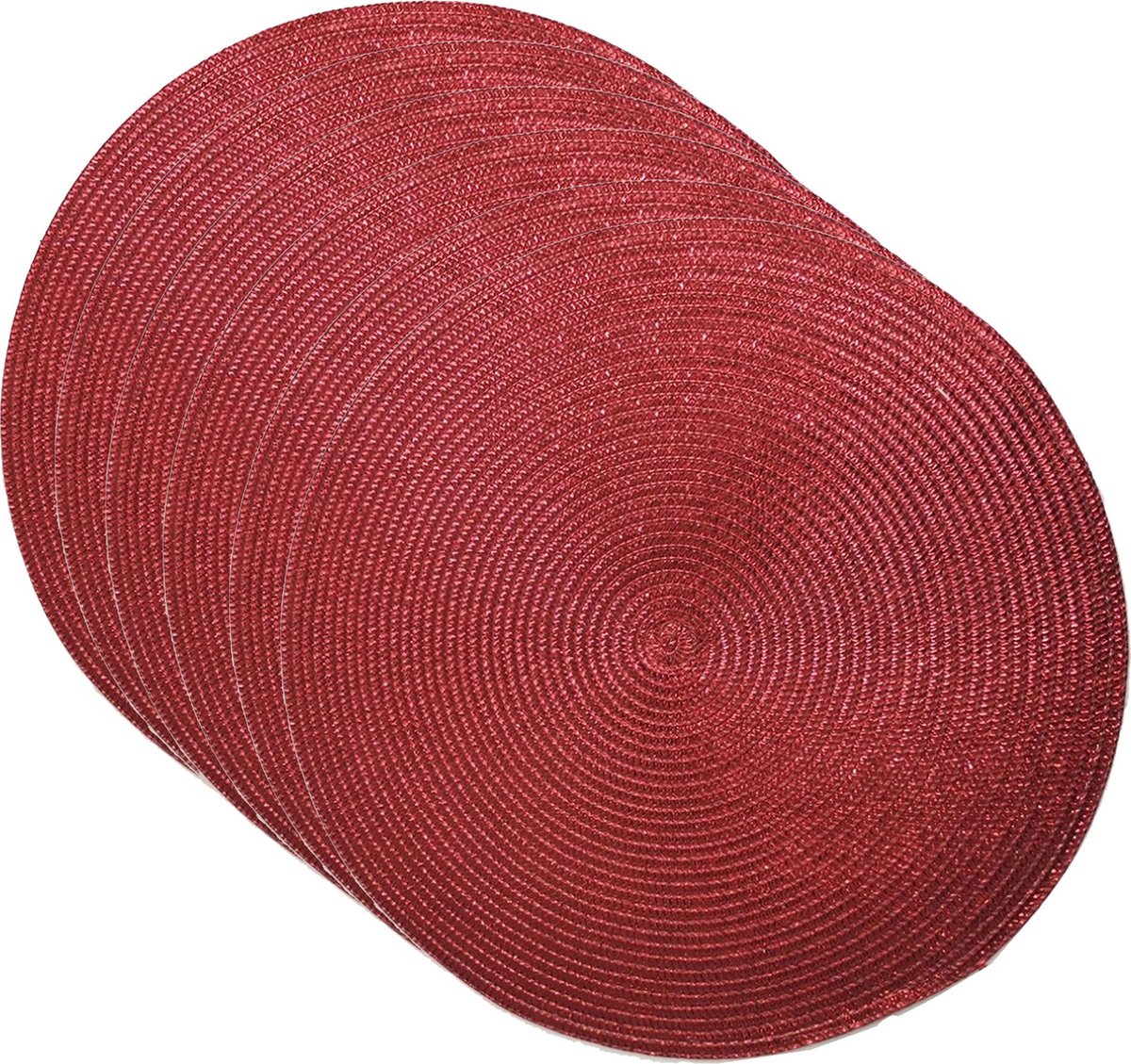 Placemats - rond - D38 cm - rood metallic - 6x stuks - kunststof