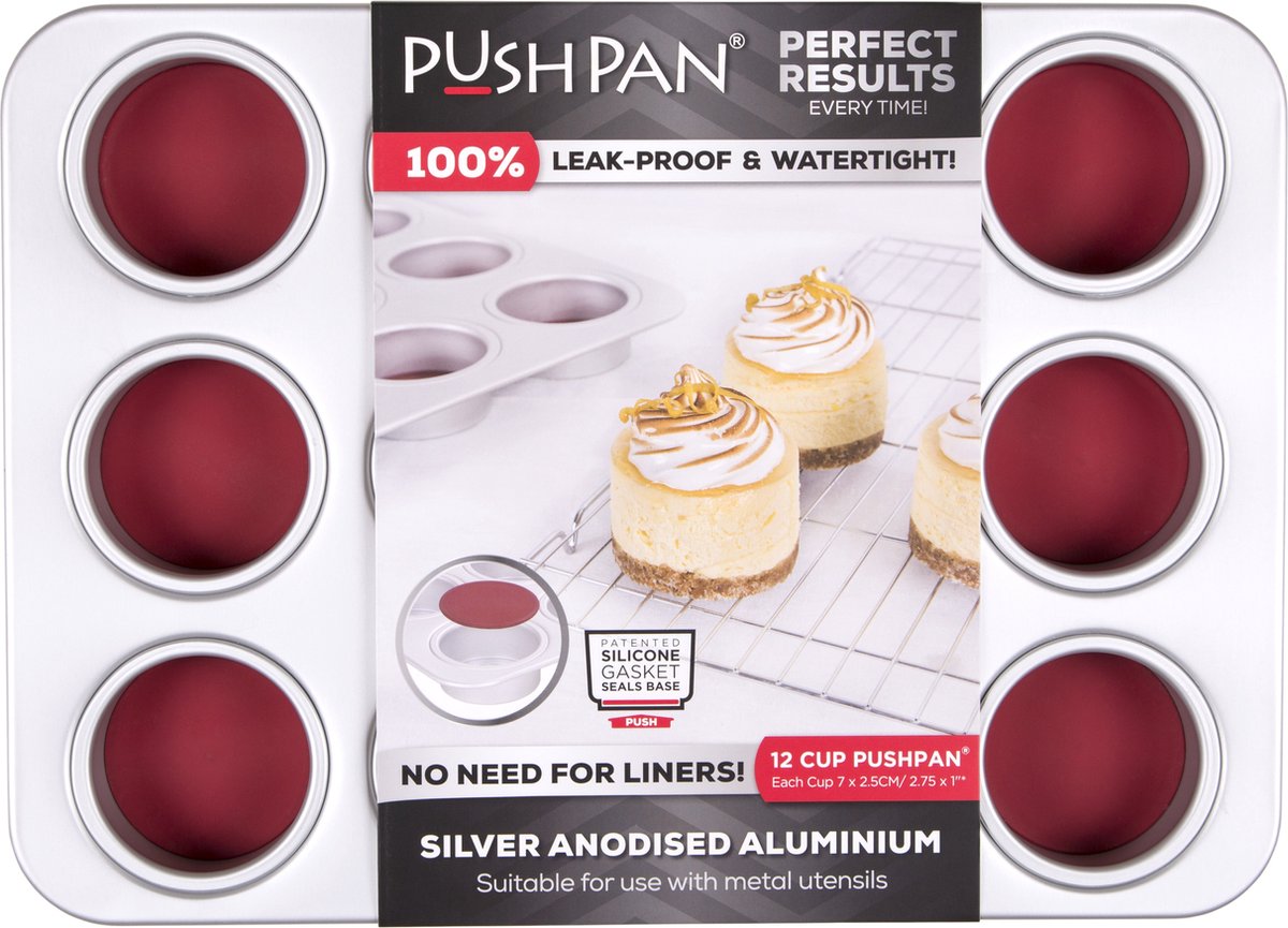 Wham PushPan Muffinvorm - Aluminium - Rechthoekig - 12 stuks