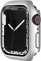 Strap-it PC Hardcase bescherming - Geschikt voor Apple Watch case 41 mm - Hoesje geschikt voor Apple Watch 7/8 case - Zilver - iWatch cover voor maat 41 mm