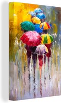 Toile - Huile - Peinture - Parapluie - Abstrait - 90x140 cm - Décoration d'intérieur - Intérieur