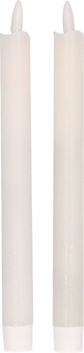 Magic Flame Dinerkaarsen - LED - 2x stuks - wit - 25 cm - met glitters - Woondecoratie - Elektrische kaarsen - warm wit