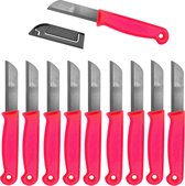 Solingen Schilmesje - RVS - Glad - 16 cm met "Blade Cover" - Neon Rood - 10 stuks