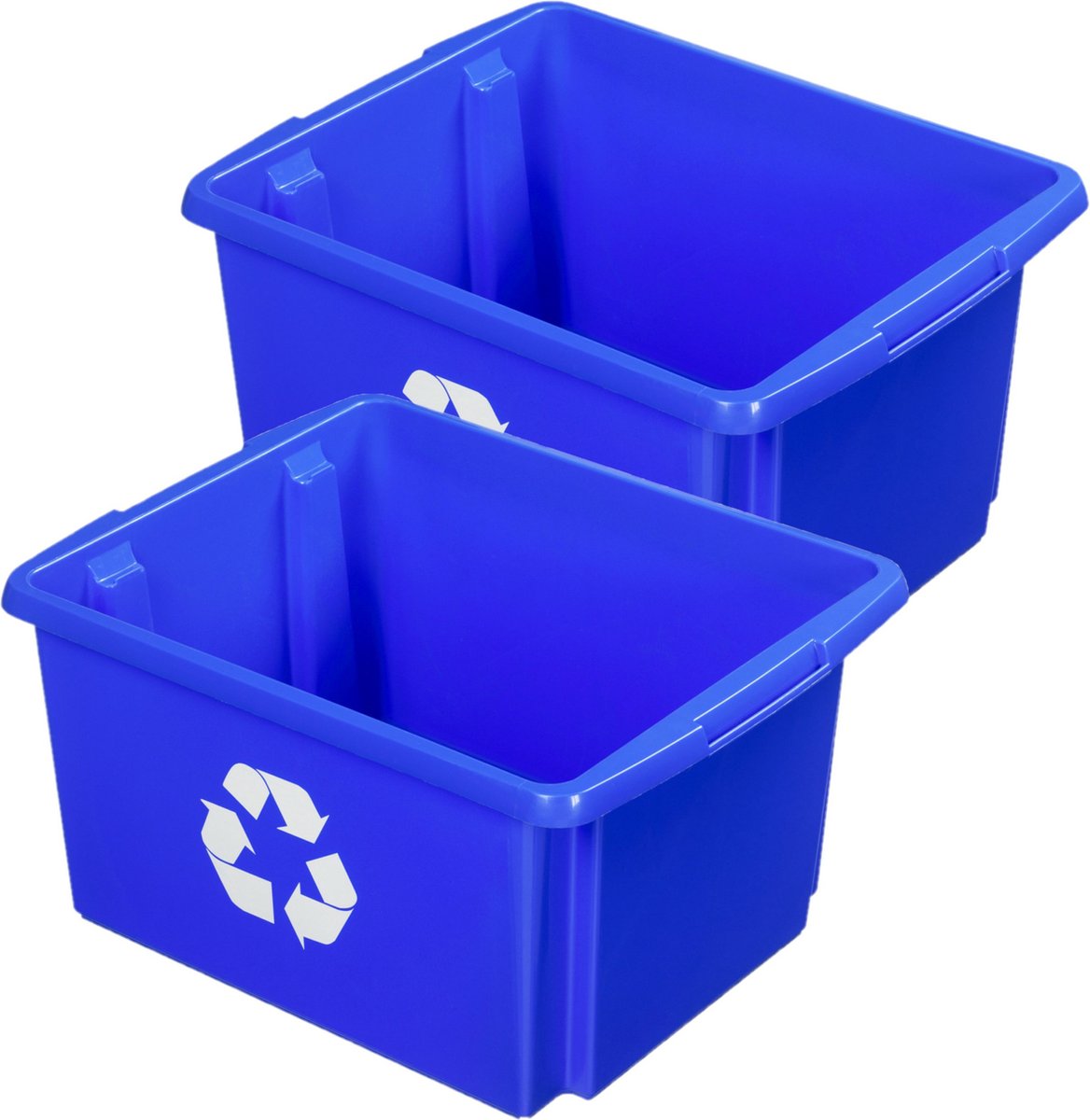 Sunware opslagbox - 2x - blauw - 32 liter - 45 x 36 x 24 cm - kunststof - opbergbox