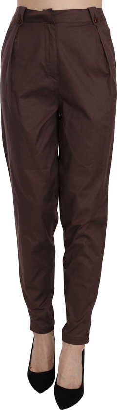 Pantalon formel fuselé taille haute marron