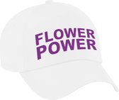 Flower power pet wit met paarse letters - volwassenen - Toppers