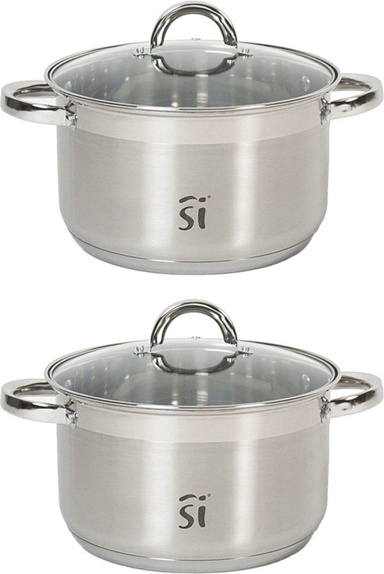 Luxe RVS kookpan/pan Loa met glazen deksel 24 cm 6,3 liter - Kookpannen/aardappelpan  -... | bol.com