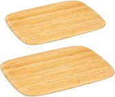 Keuken snijplanken set van 2 stuks rechthoek 40 x 30 en 28 x 25 cm van bamboe hout