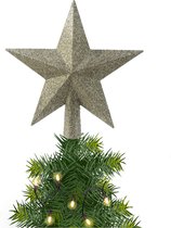 Kerstster/kerstboom piek/topper - groen - H19 cm - glitter - Kerstversiering