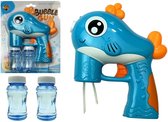 Pistolet à Bulle soufflante - dauphin - avec 2 bouteilles de liquide - bleu