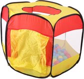 Ballenbak tent - 90x90x70 cm - met 100 ballenbak ballen - rood geel
