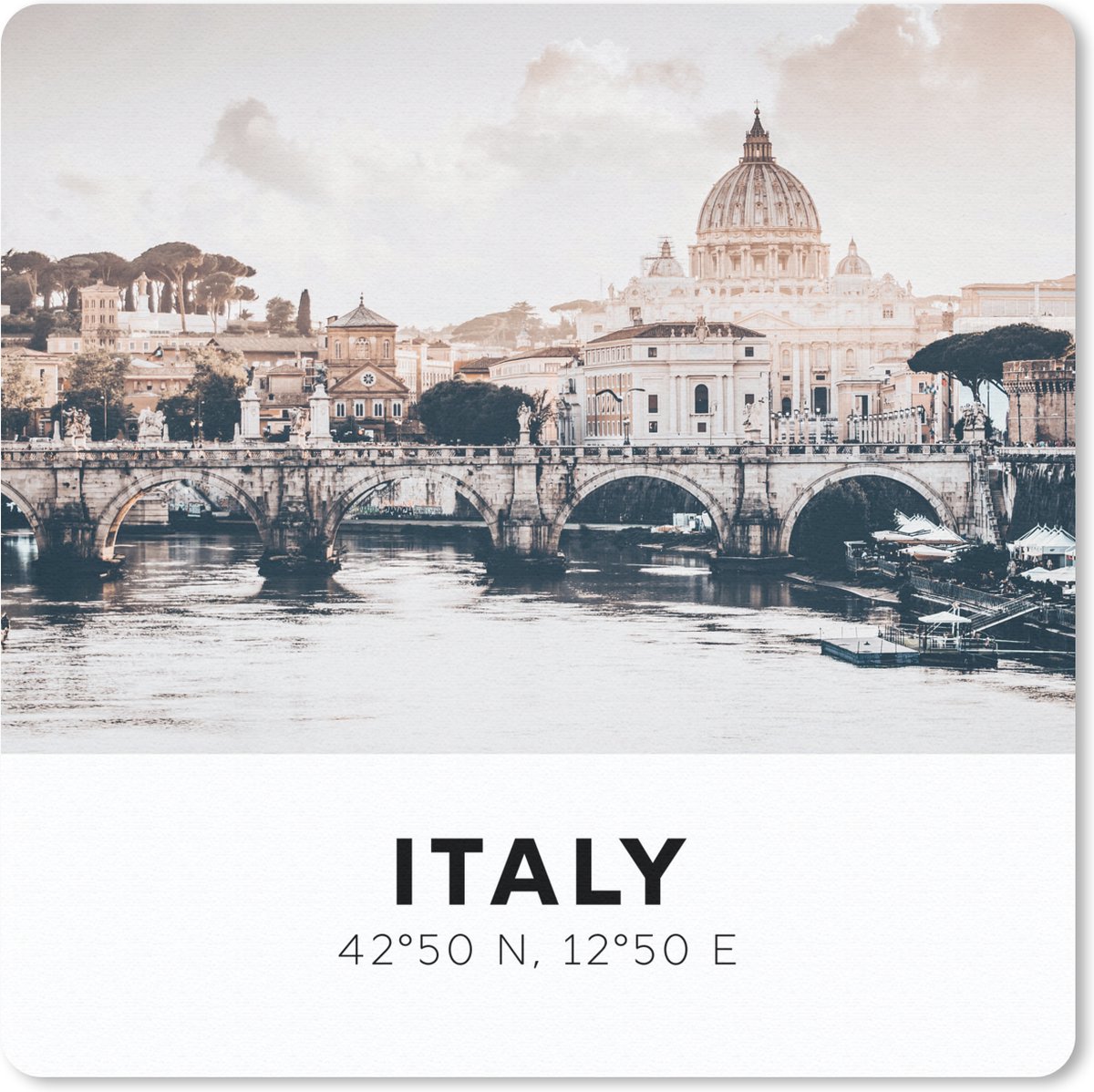 Muismat 30x30 cm - Mousepad Rome - Italië - Zomer - Skyline - Water - Muismatten