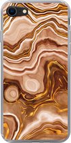 Geschikt voor iPhone SE 2022 hoesje - Marmer print - Gouden - Patronen - Siliconen Telefoonhoesje