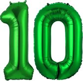 Ballon Cijfer 10 Jaar Groen Helium Ballonnen Verjaardag Versiering Cijfer Ballon Feest Versiering Met Rietje - 86Cm