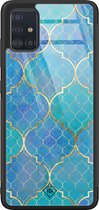 Casimoda® hoesje - Geschikt voor Samsung Galaxy A71 - Geometrisch Blauw - Luxe Hard Case Zwart - Backcover telefoonhoesje - Blauw