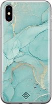 Casimoda® hoesje - Geschikt voor iPhone Xs - Marmer mint groen - Siliconen/TPU telefoonhoesje - Backcover - Marmer - Bruin/beige