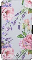 Casimoda® bookcase - Geschikt voor Samsung Galaxy S21 - Hoesje met pasjeshouder - Floral Garden - Paars - Kunstleer