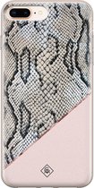 Casimoda® hoesje - Geschikt voor iPhone 8 Plus - Snake Print - Siliconen/TPU telefoonhoesje - Backcover - Slangenprint - Roze