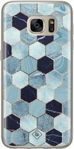 Casimoda® hoesje - Geschikt voor Samsung S7 - Blue Cubes - Backcover - Siliconen/TPU - Blauw