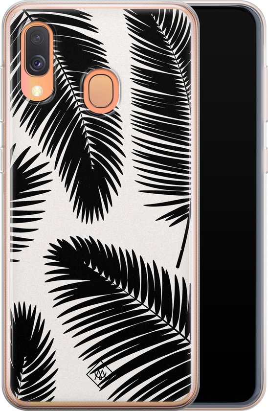 Casimoda® hoesje - Geschikt voor Samsung A40 - Palm Leaves Silhouette - Backcover - Siliconen/TPU - Zwart