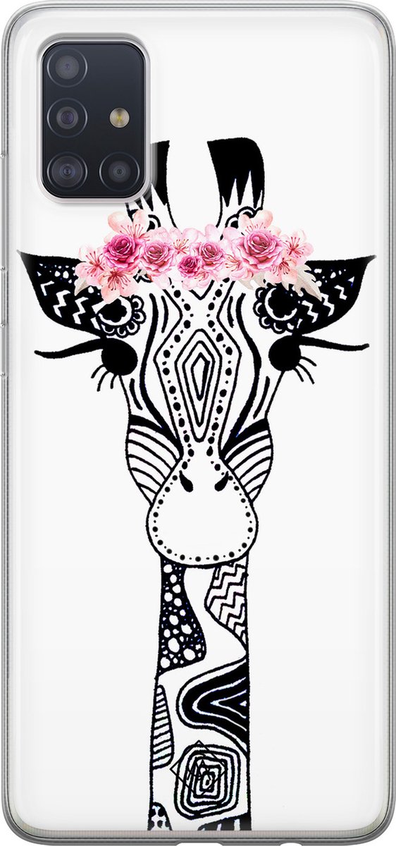Casimoda® hoesje - Geschikt voor Samsung A51 - Giraffe - Backcover - Siliconen/TPU - Wit