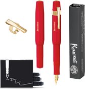 Kaweco - CLASSIC SPORT ROOD Fountain Pen - Breed - Oktogonal Clip Vergoldet - Doosje Vullingen