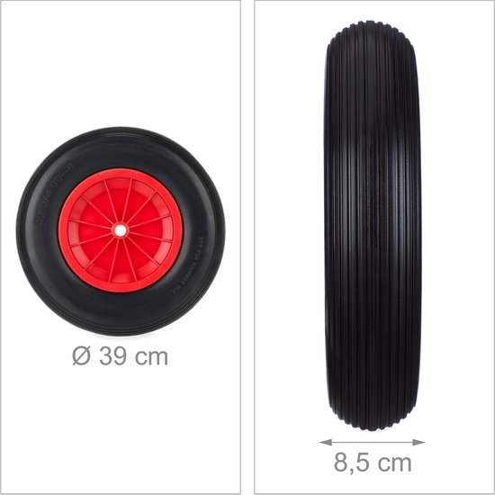 kruiwagenwiel - 4.80/4.00-8 - massief rubber - 39 cm - kunststof velg - antilek van Merkloos	 — afbeelding 2