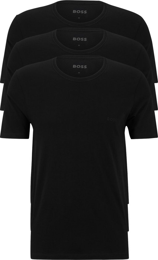 HUGO BOSS Classic T-shirts regular fit (3-pack) - heren T-shirts O-hals - zwart - Maat: S