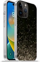 Geschikt voorApple Iphone 14 Pro Max hoesje - Glitter - Abstract - Zwart - Siliconen Telefoonhoesje