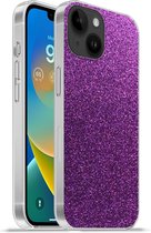 Geschikt voorApple Iphone 14 - Softcase hoesje - Glitter - Roze - Design - Abstract - Siliconen Telefoonhoesje