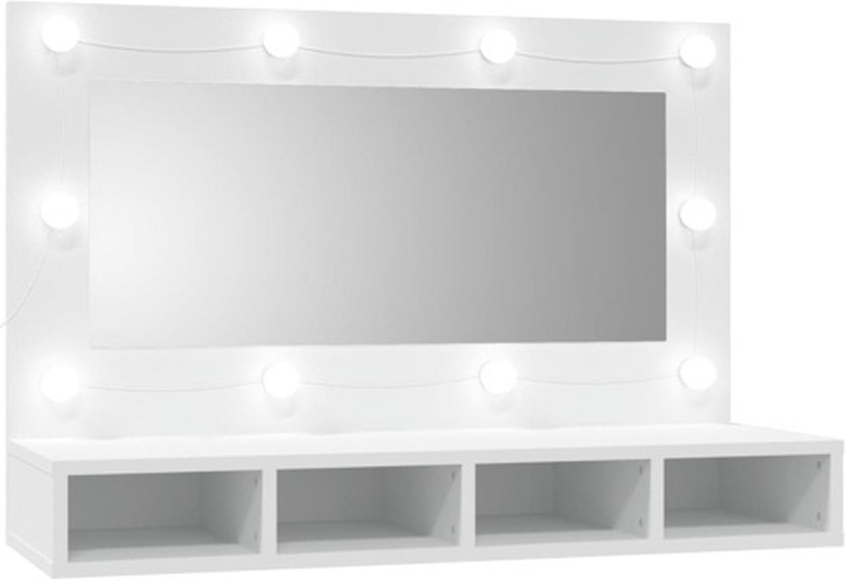 Spiegelkast met LED-verlichting 76x15x55 cm wit kopen