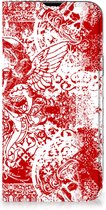 Book Style Case iPhone 14 Smart Cover Angel Skull Red