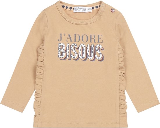 Dirkje Meisjes Longsleeve Tshirt Bisous Beige - 68