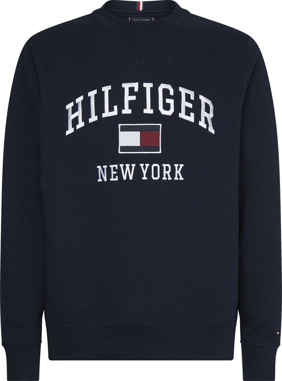 Tommy Hilfiger - Varsity Sweater Logo Navy - Maat M - Regular-fit