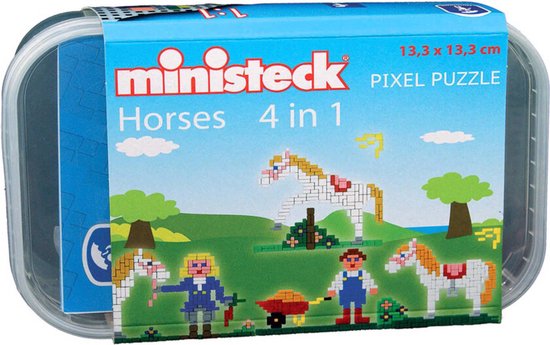Ministeck Paarden 4in1 Plastic Doos 500 stukjes