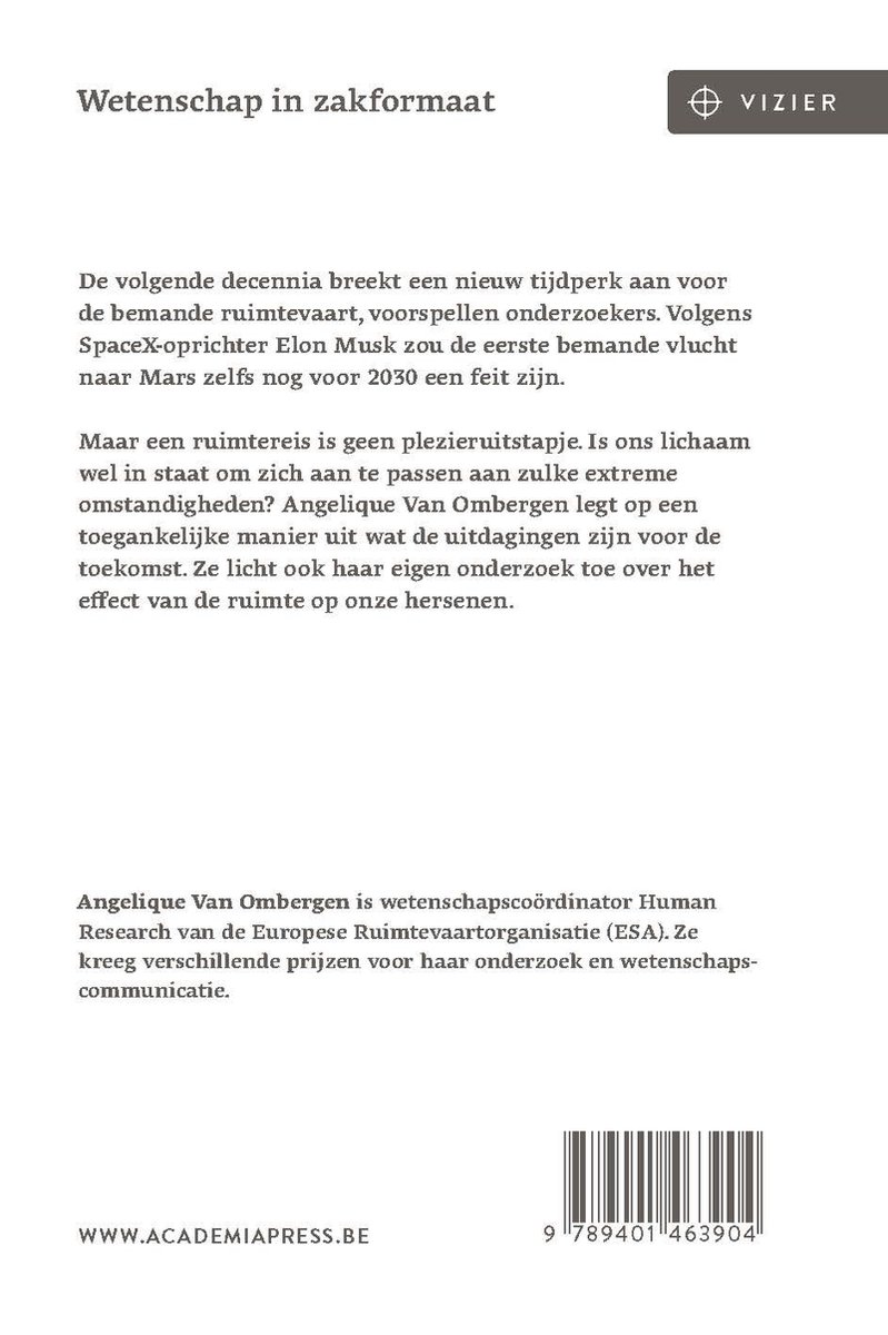 Ruimtereizen - back cover