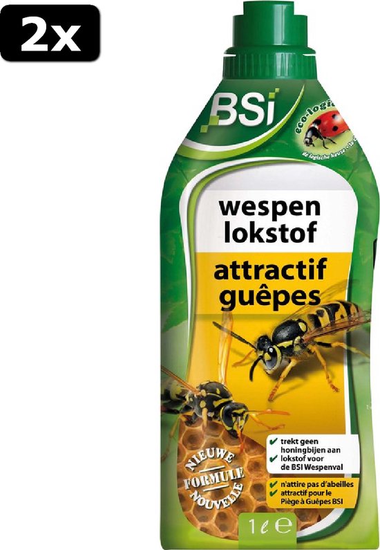 2x BSI - Wespenlokstof WASP ATTRACT - De nuttige bijen worden niet aangetrokken door deze lokstof - De lokstof voor alle wespenvallen - 1 l