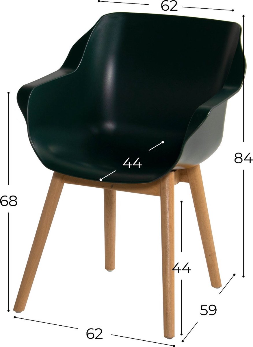 Hartman Sophie Studio fauteuil dining - Night Green - pied en teck