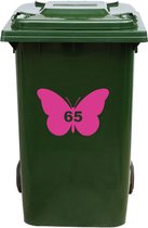 Kliko Sticker / Vuilnisbak Sticker - Vlinder - Nummer 65 - 14x21 - Roze