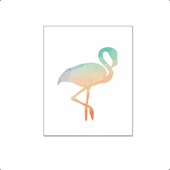 PosterDump - Geometrisch gekleurde flamingo - Baby / kinderkamer poster - Dieren poster - 50x40cm