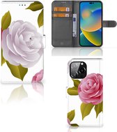Wallet Book Case iPhone 14 Pro Max Telefoon Hoesje Cadeau voor haar Roses