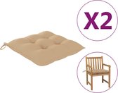 Decoways - Coussins de Coussins de chaise 2 pièces 50x50x7 cm tissu beige
