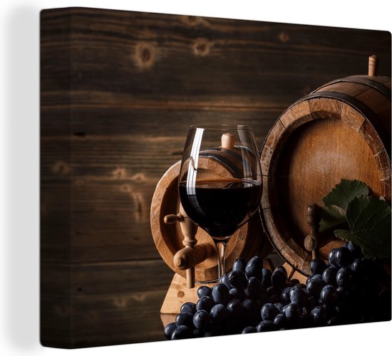 Tableau Peinture Vin - Verre à Vin - Tonneaux de Vin - Raisins - Glas -  120x90 cm -... | bol.com