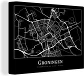 Canvas Schilderij Groningen - Plattegrond - Kaart - Stadskaart - 120x90 cm - Wanddecoratie