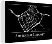 Canvas Schilderij Stadskaart - Kaart - Amsterdam-Zuidoost - Plattegrond - 120x80 cm - Wanddecoratie