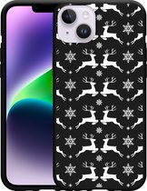 Geschikt voor Apple iPhone 14 Plus Hoesje Zwart Oh Deer - Designed by Cazy