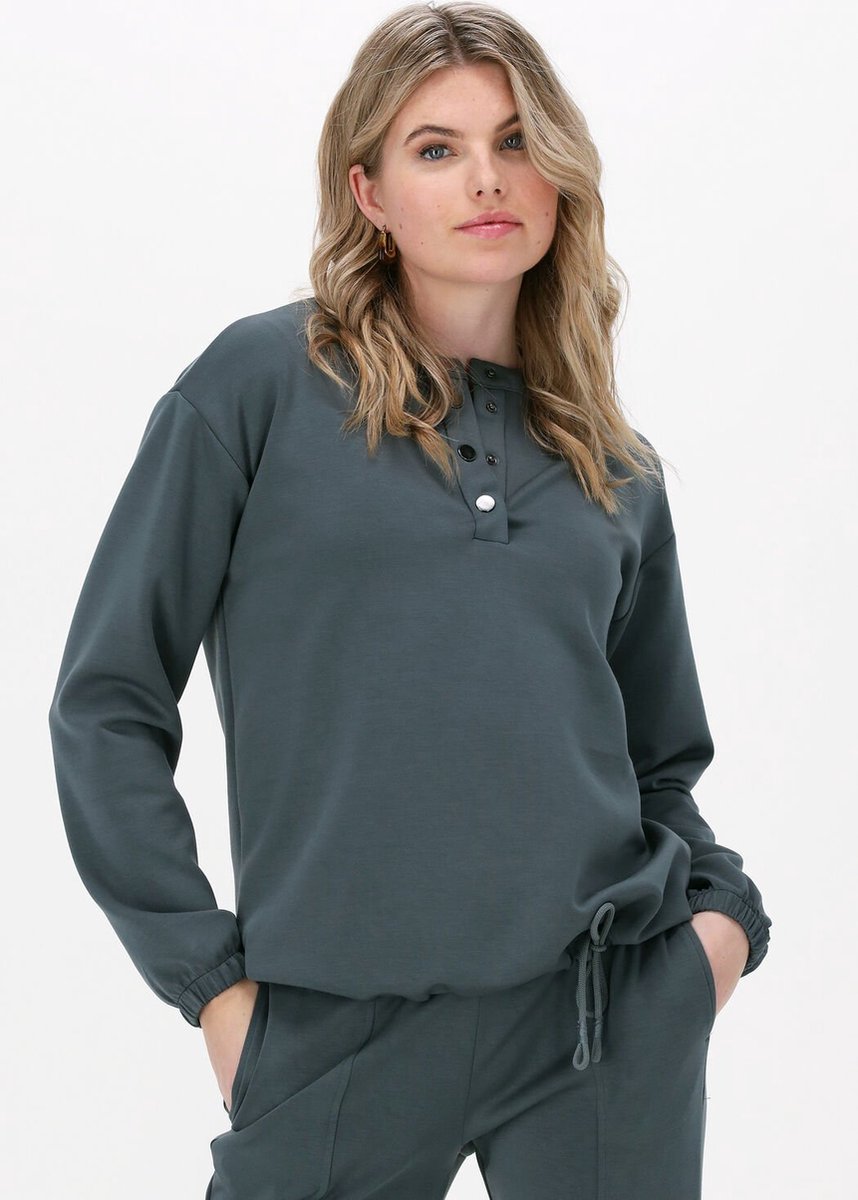Simple Jersey Sweater Selena Scuba Truien & Vesten Dames - Sweater - Hoodie - Vest- Groen - Maat XS